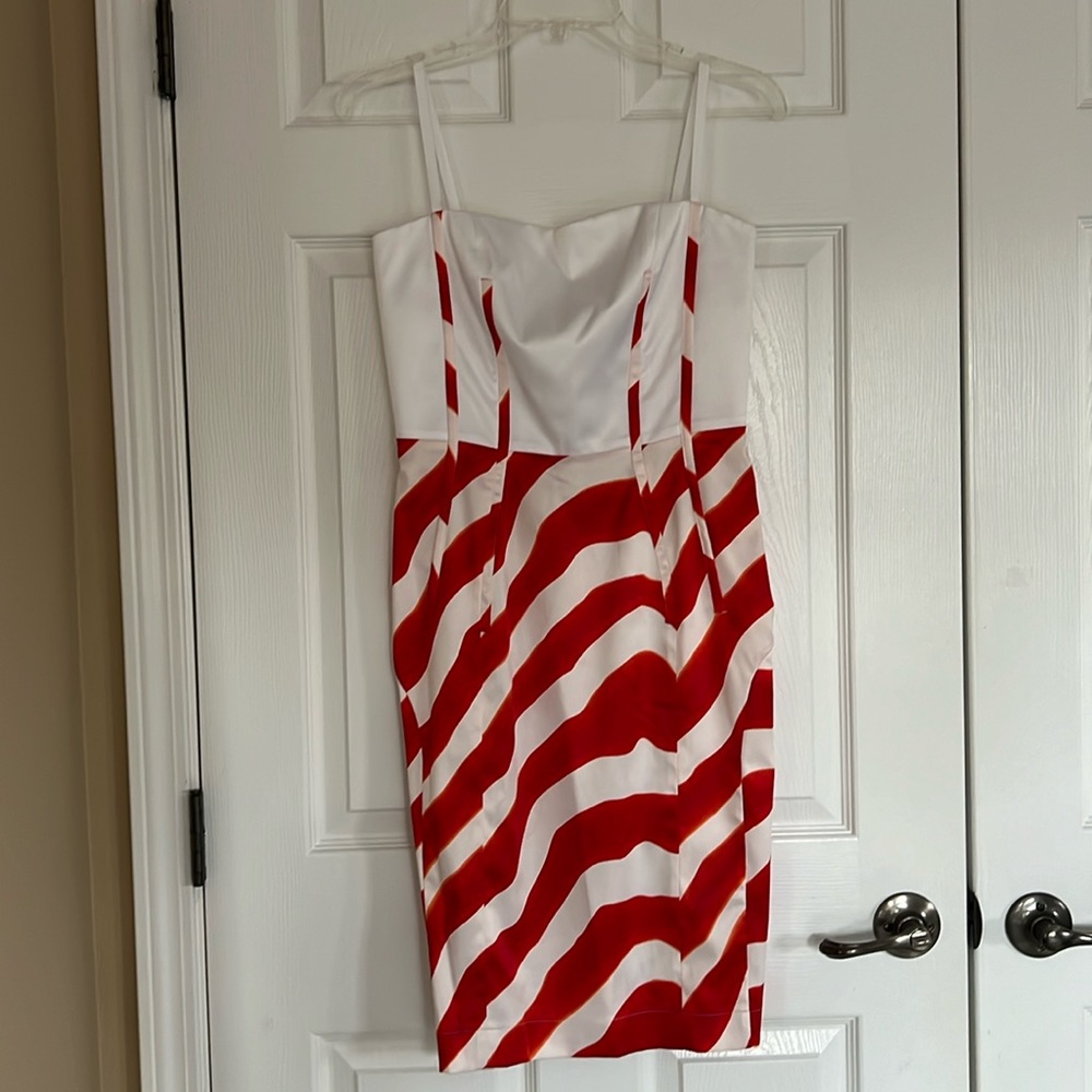 Vintage Just Cavalli Red And White Zebra Print Strappy Knee Length Dress S/M